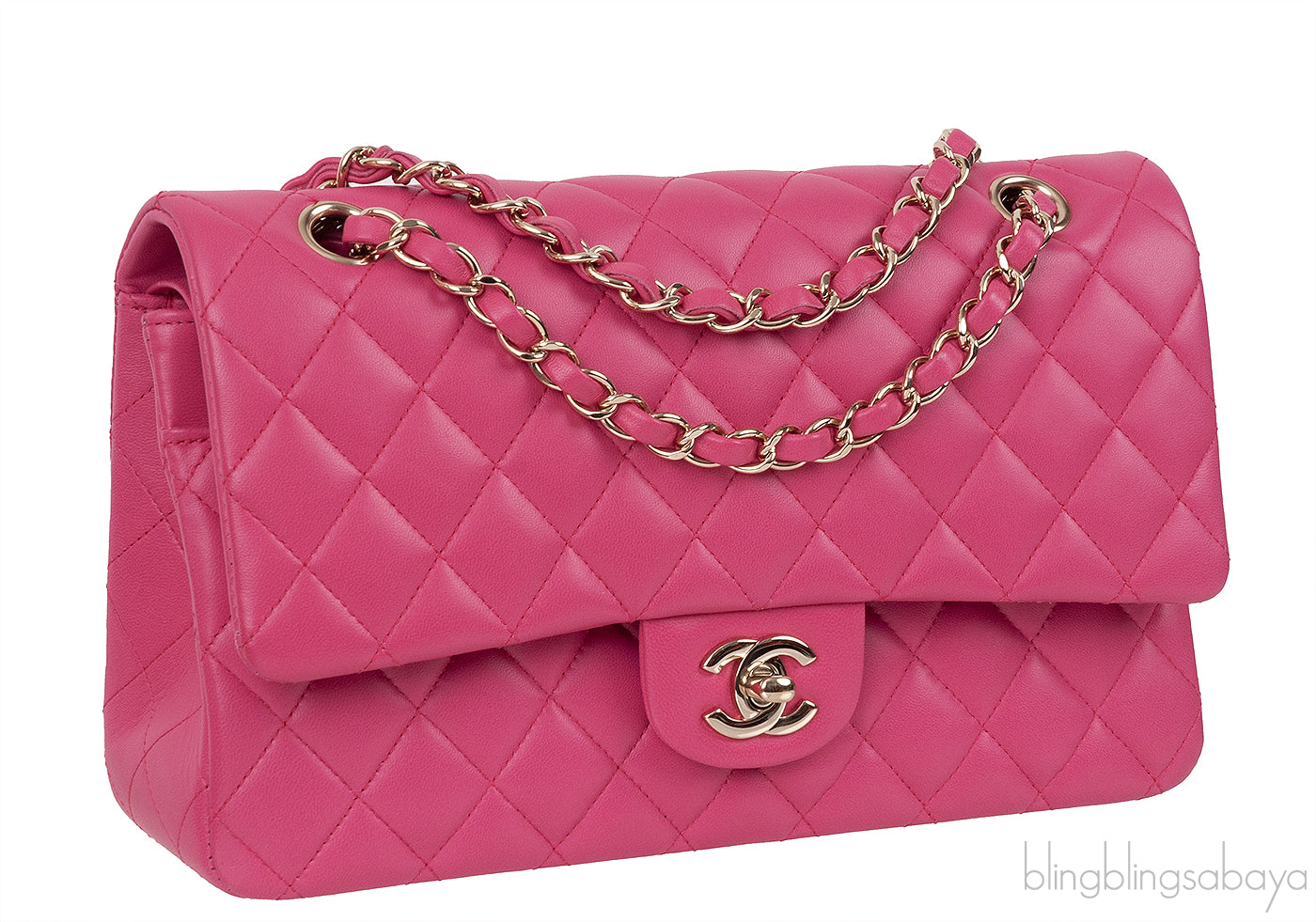 Fuchsia Classic Medium Double Flap Bag