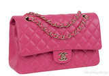 Fuchsia Classic Medium Double Flap Bag