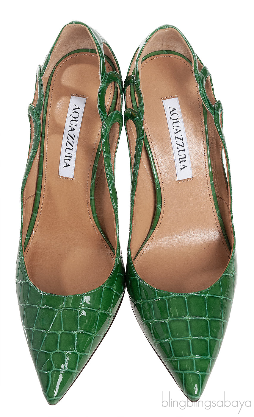 Aquazzura Fenix 105 Croc Effect Heels