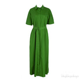 Miranda Green Belted Cotton Dress