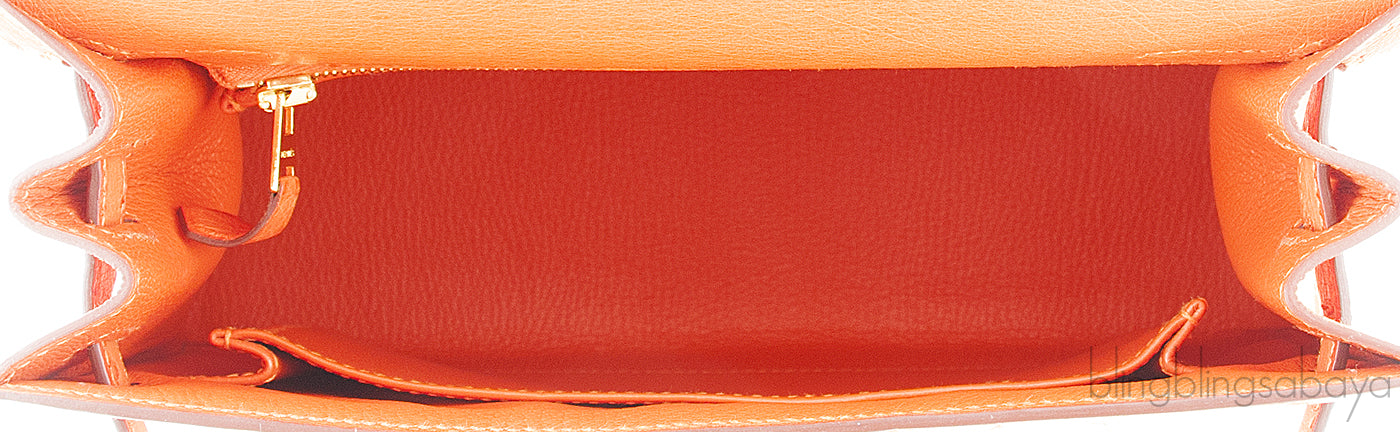 Kelly 25 Tangerine Ostrich Sellier