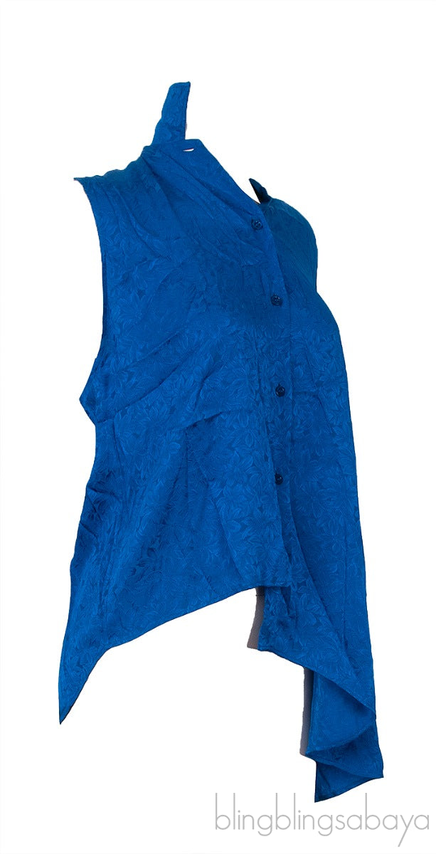 Flower Printed Asymmetric Sleeveless Blouse