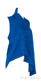 Flower Printed Asymmetric Sleeveless Blouse