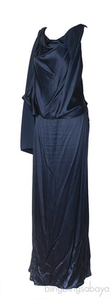 Temperley London Blue Crystal Embellished Gathered Front Dress