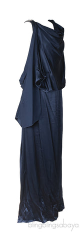 Temperley London Blue Crystal Embellished Gathered Front Dress