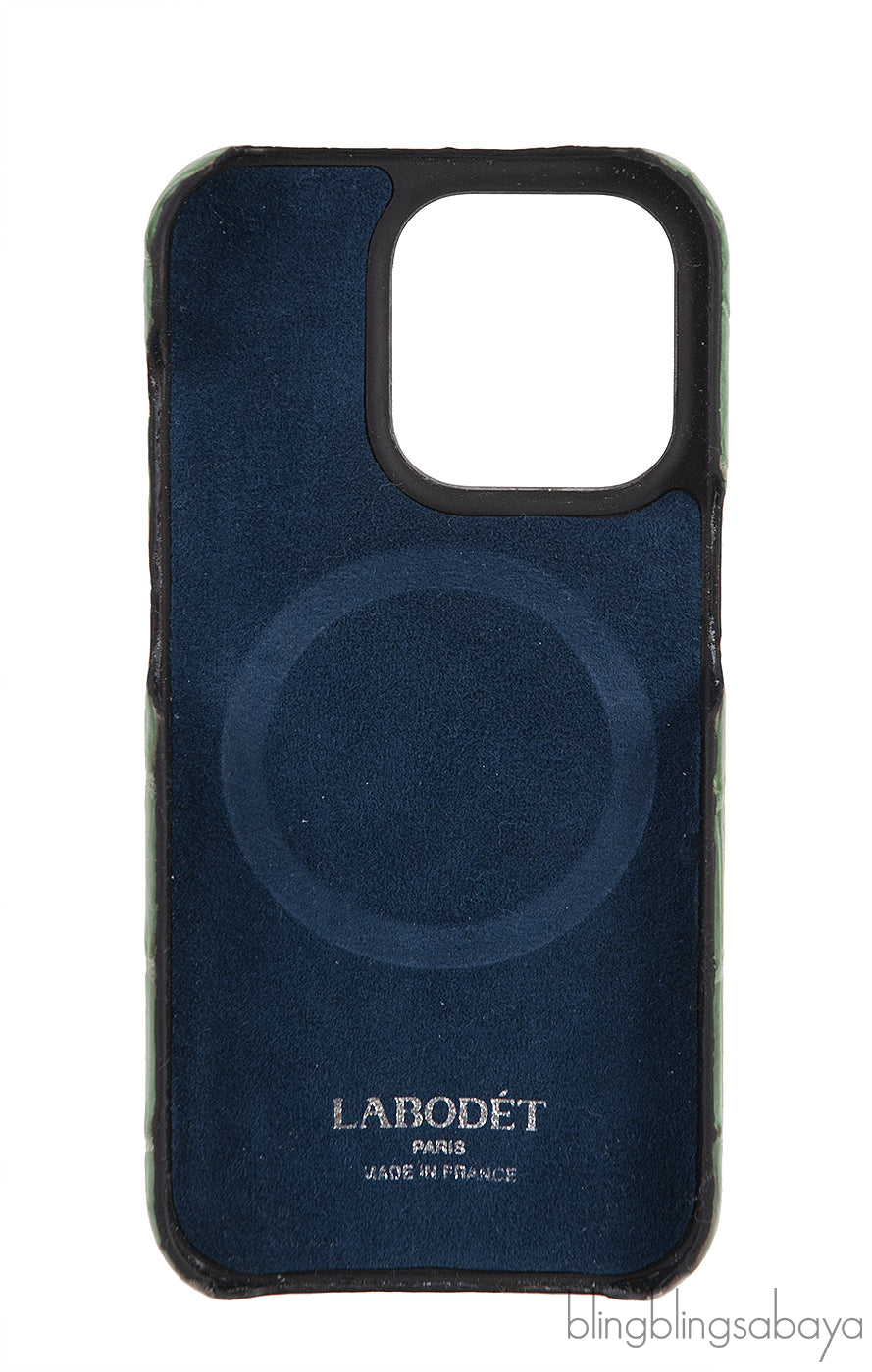 Card Holder Strap Iphone 15 Case Alligator Apple Green