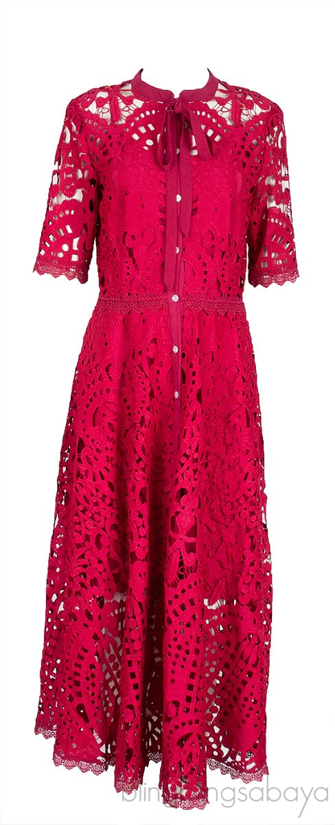 Fuchsia Laser Cut Dress