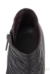 Black Mix Quilted Leather Ankle Boots