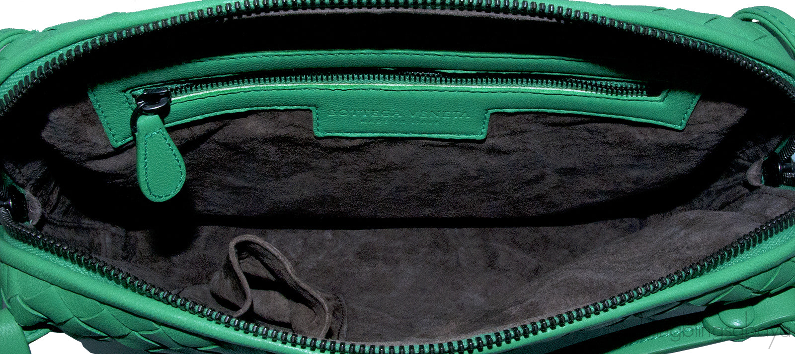 Green Intrecciatio Clutch Crossbody Bag