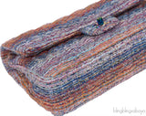 Chanel Purple Multicolor Tweed Medium Double Flap Bag