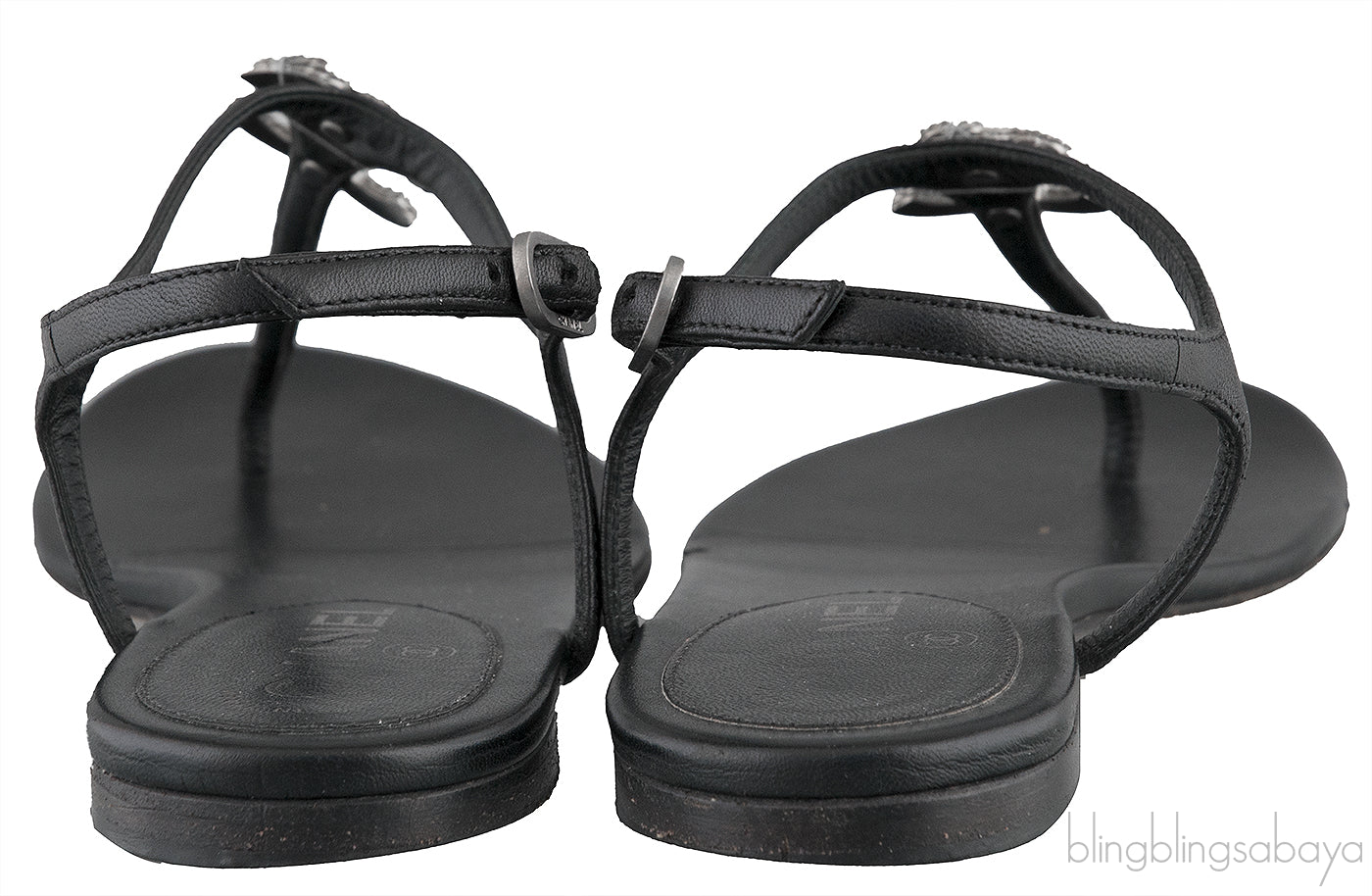 Black T-strap Thong CC Sandals