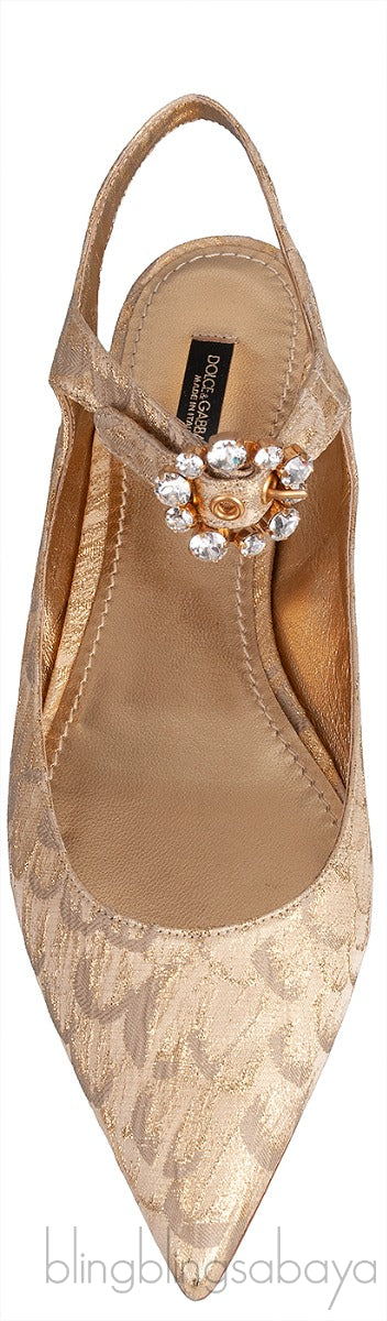 Dolce & Gabbana Metallic Gold Pointed Toe Flat Shoes