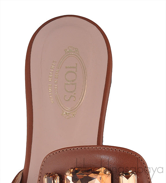 Tod\'s Flat Crystal Slip On Sandals