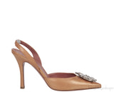 Gold Begum Crystal-embellished Satin Slingback Pump