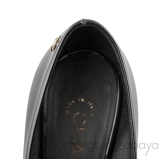 Patent Black Peep Toe Heels