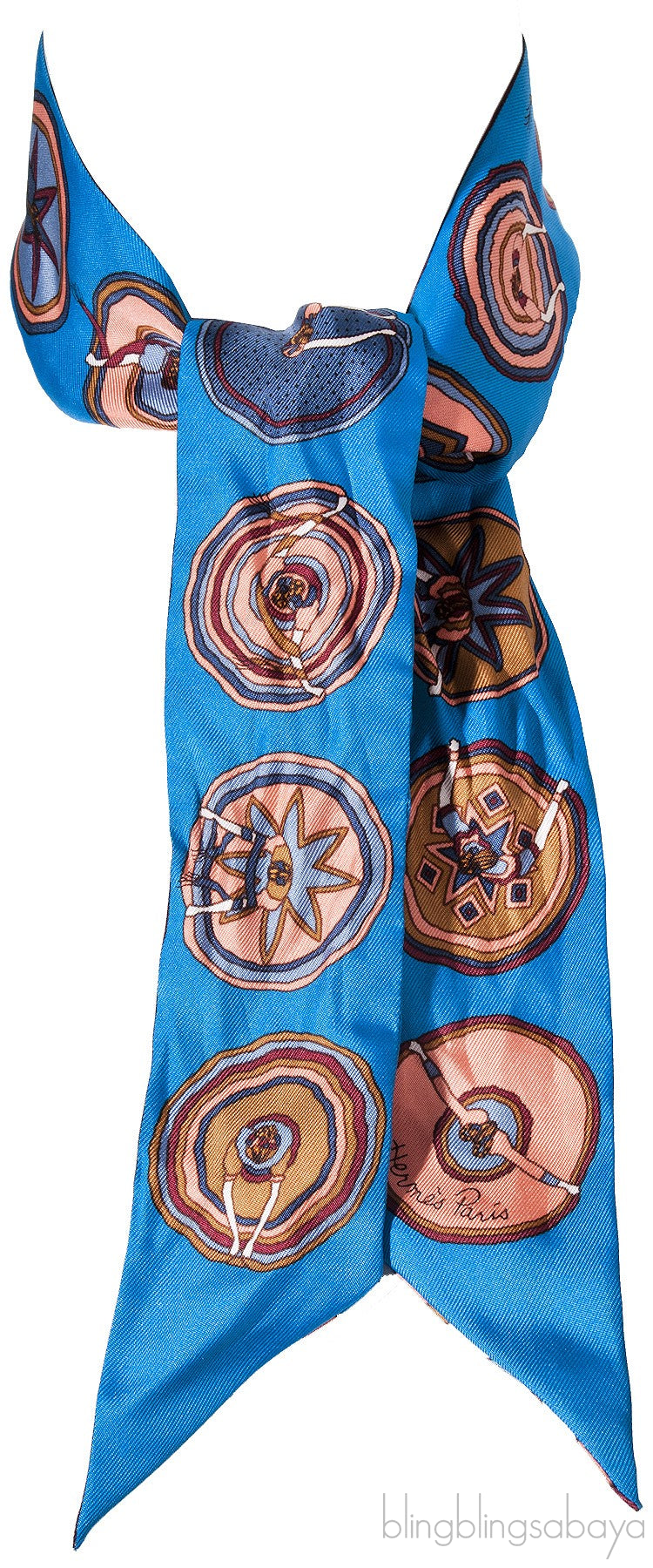 Blue Multicolor Printed Twilly