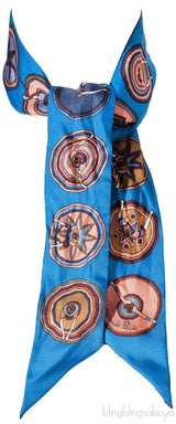 Blue Multicolor Printed Twilly