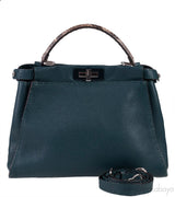 Fendi Selleria Peekaboo Dark Green Medium Python Handle Bag