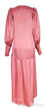 Old Rose Pleated Ruffle Dress
