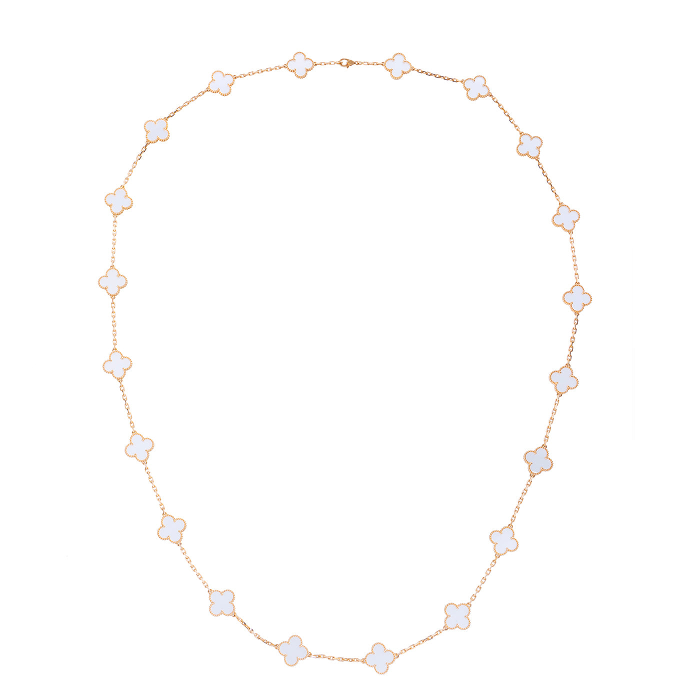 Van Cleef & Arpels Vintage Alhambra 20 Motifs Rock Crystal Long Necklace