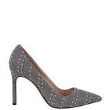 Manolo Blahnik Grey Polka Dot Pointed Toe Heels