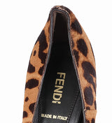 Fendi Leopard Pony Hair Peep Toe Pump
