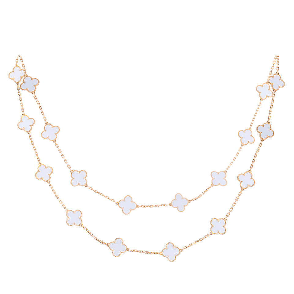 Van Cleef & Arpels Vintage Alhambra 20 Motifs Rock Crystal Long Necklace