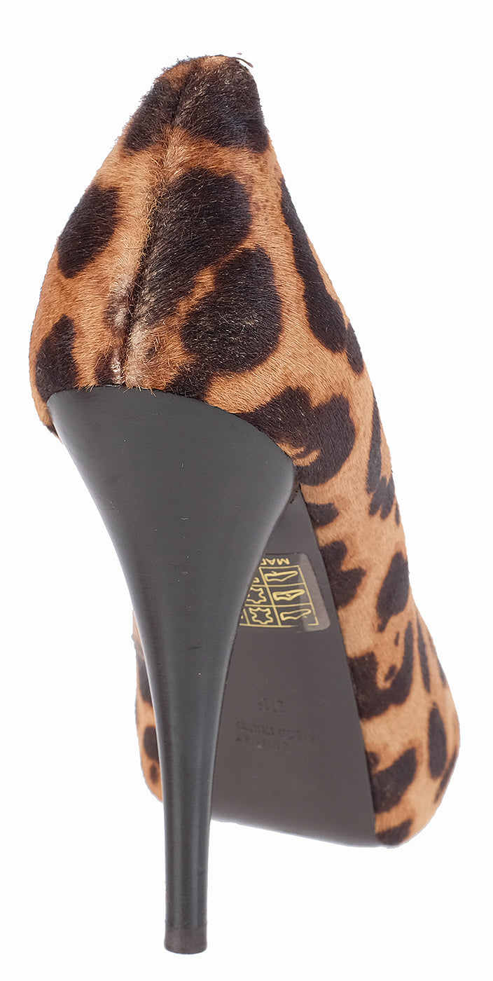Fendi Leopard Pony Hair Peep Toe Pump