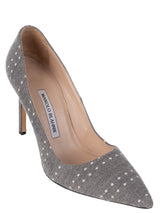 Manolo Blahnik Grey Polka Dot Pointed Toe Heels