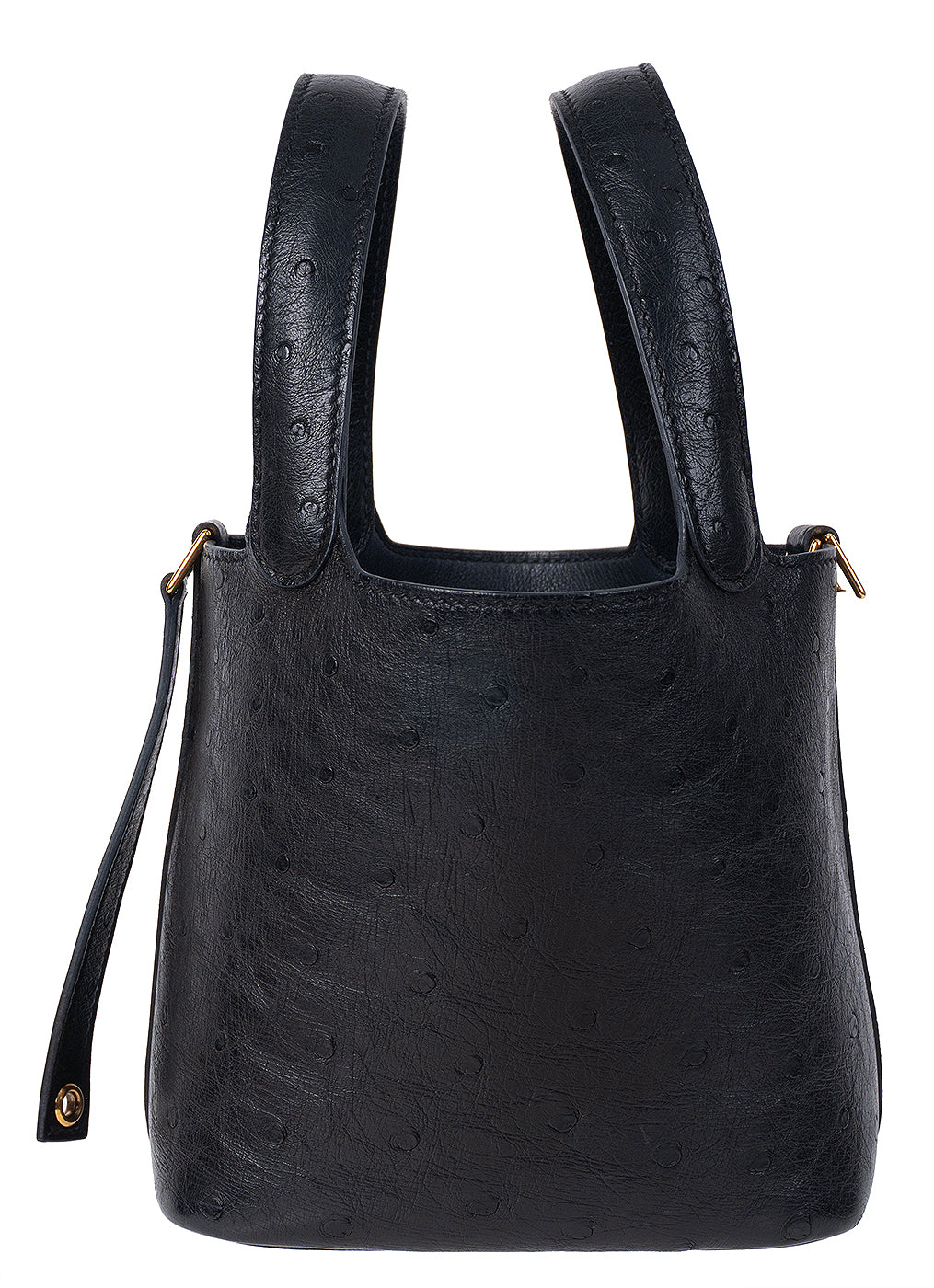 Hermes Picotin Lock 14 Black Ostrich Bag GHW