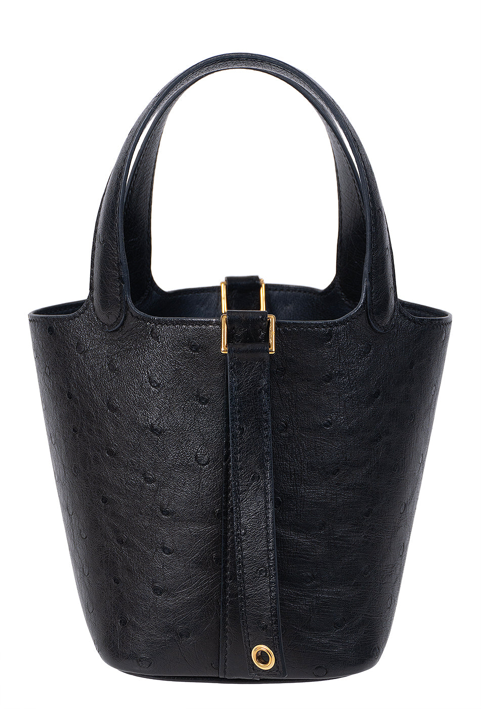 Hermes Picotin Lock 14 Black Ostrich Bag GHW