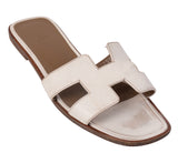 Hermes White Oran Sandals 39
