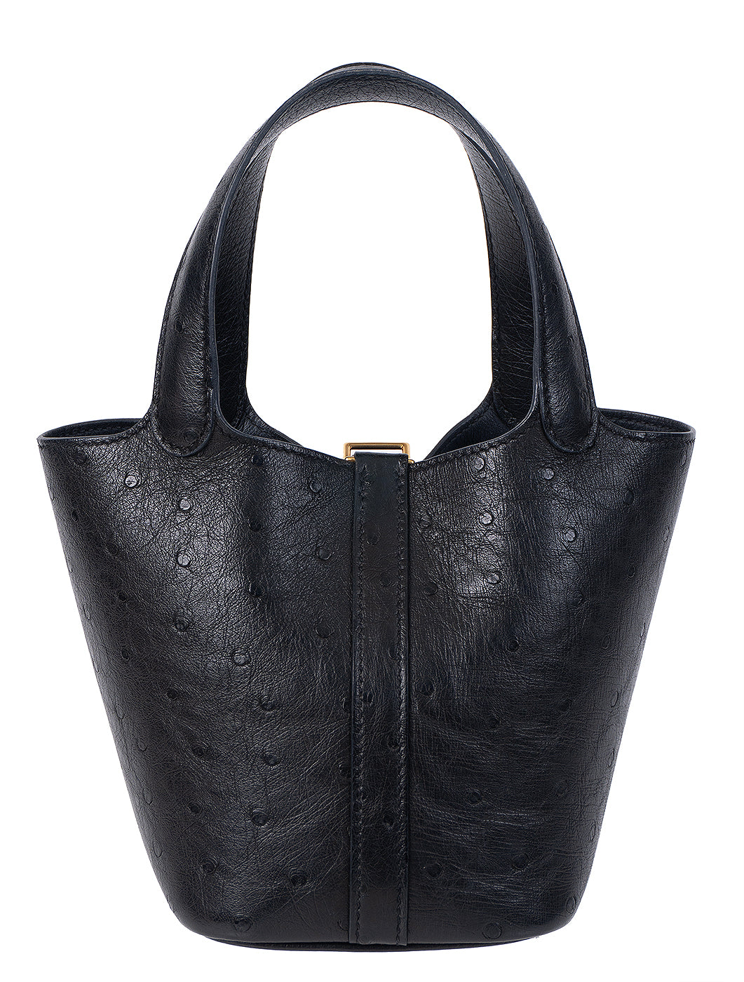 Hermes Picotin Lock 14 Black Ostrich Bag GHW