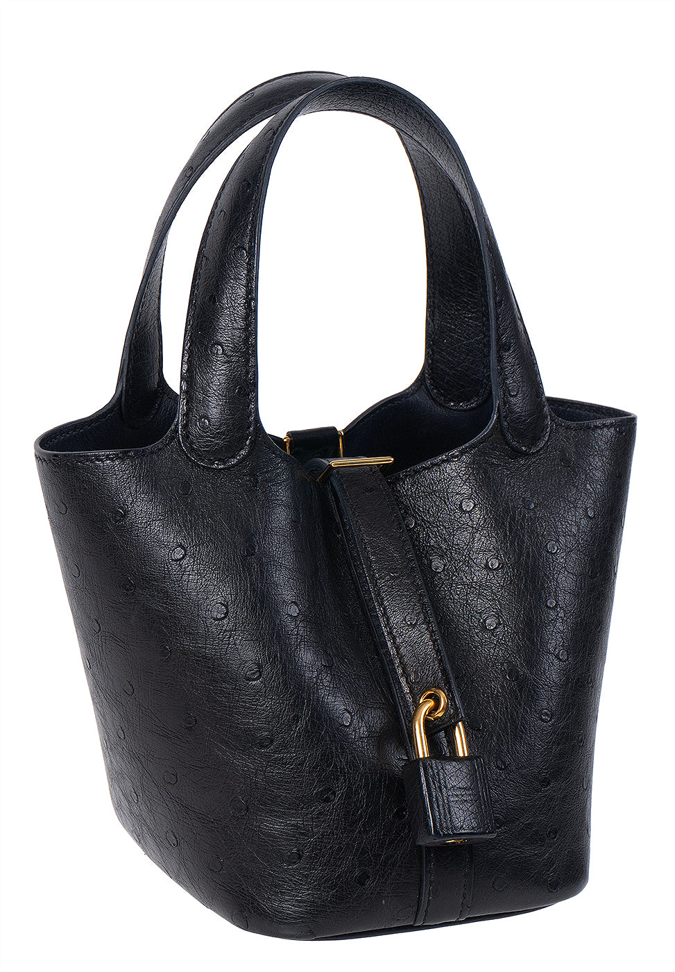 Hermes Picotin Lock 14 Black Ostrich Bag GHW