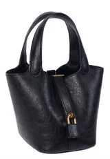 Hermes Picotin Lock 14 Black Ostrich Bag GHW