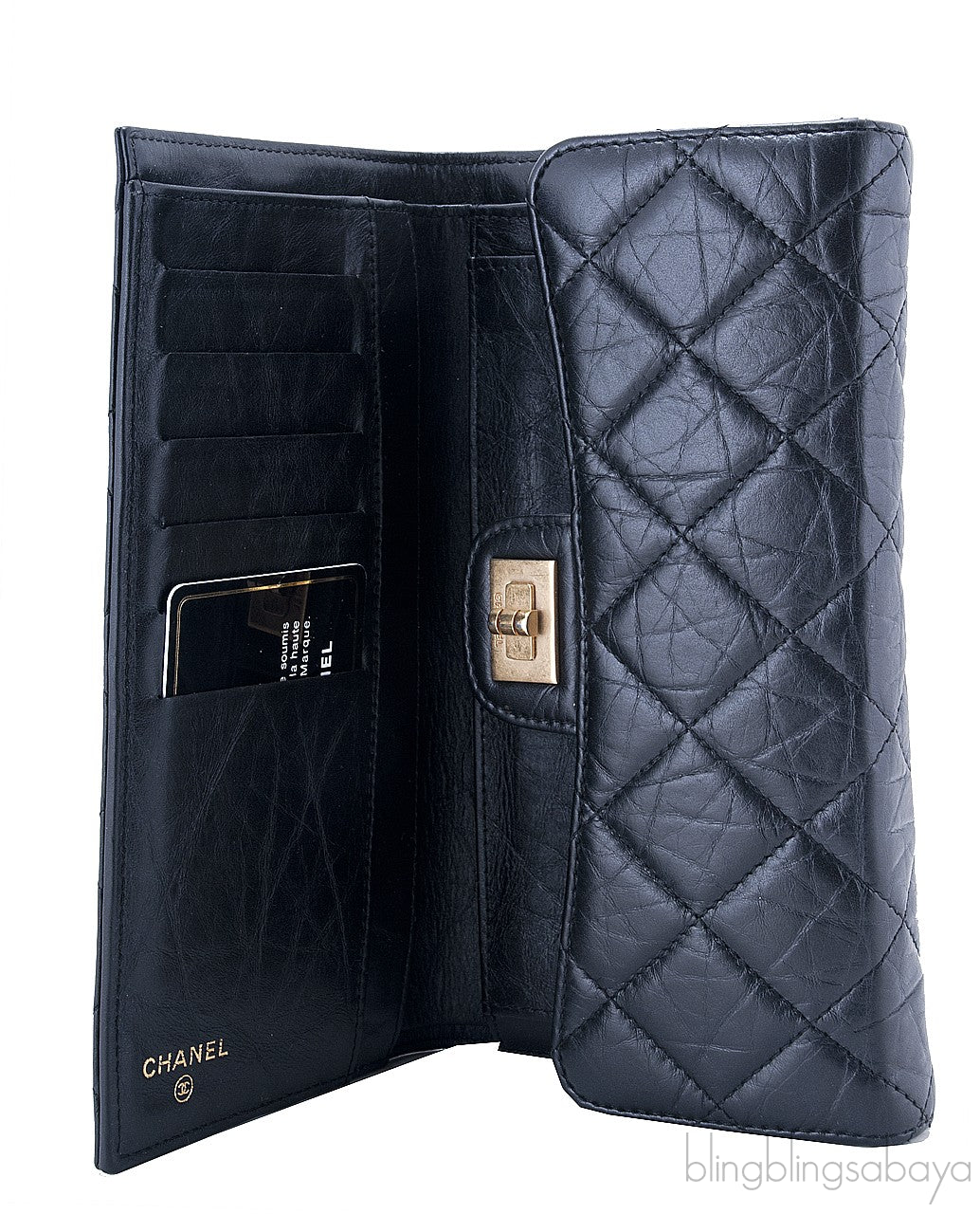 2.55 Trifold Long Black Wallet