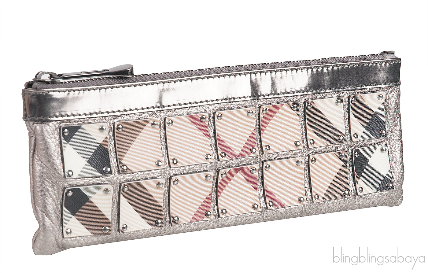 Long Grey & Checkered Wristlet Clutch