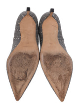Manolo Blahnik Grey Polka Dot Pointed Toe Heels