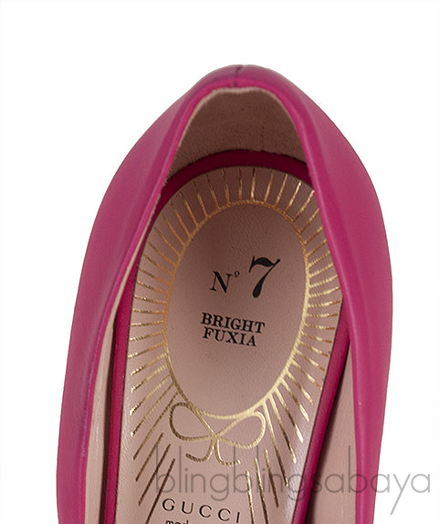 Bright Fuchsia Nappa Leather Decollete Bow Pumps