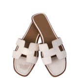 Hermes White Oran Sandals 39