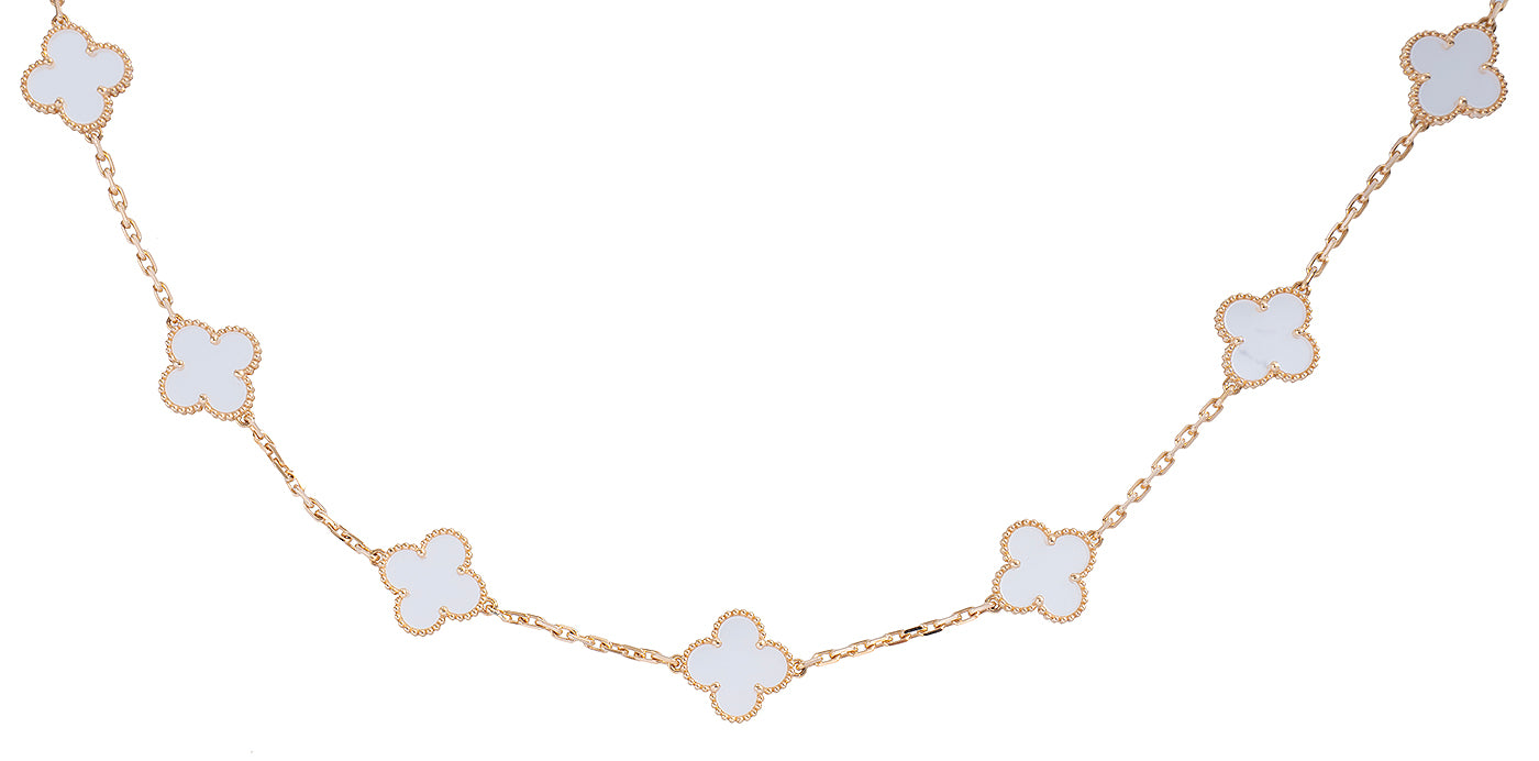 Van Cleef & Arpels Vintage Alhambra 20 Motifs Rock Crystal Long Necklace