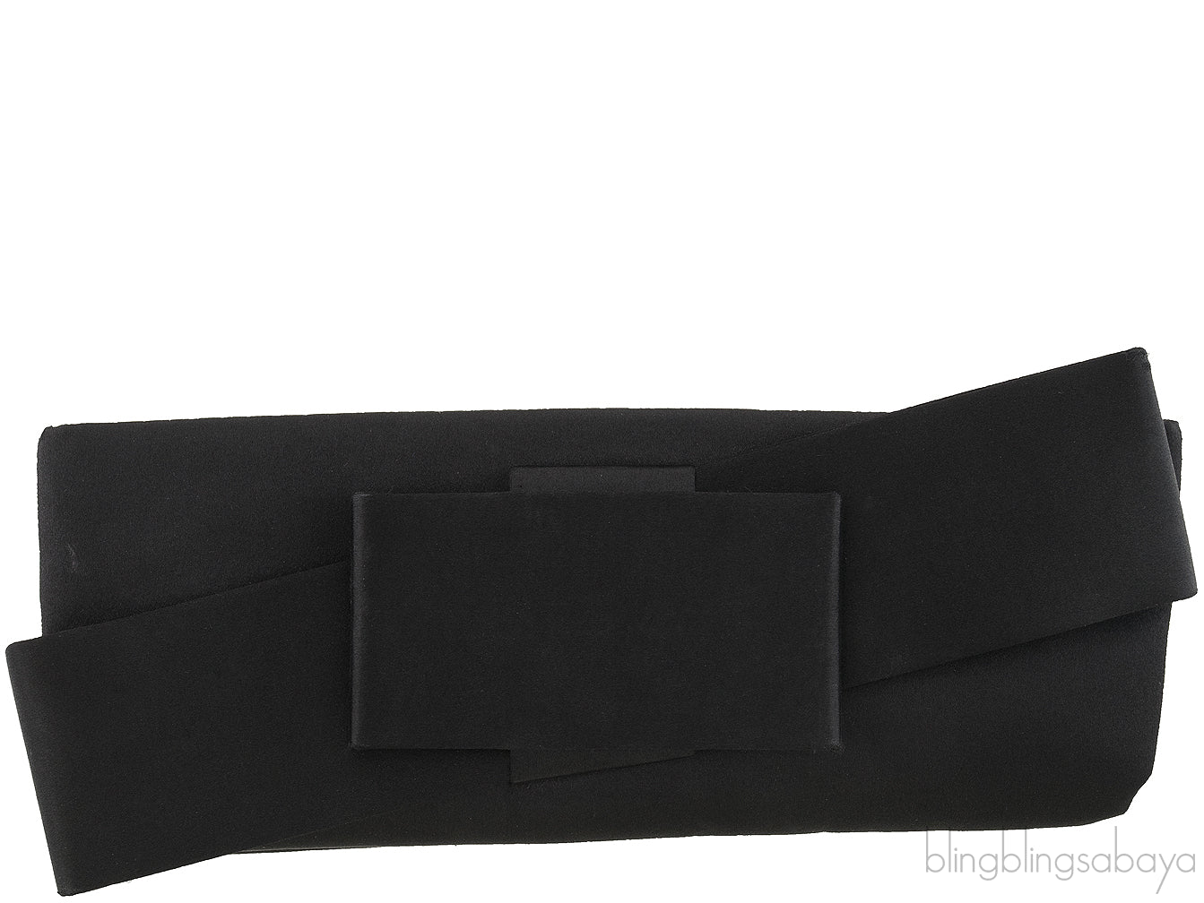 Satin Bow Black Evening Clutch
