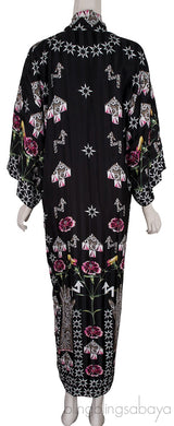 Flux Printed Black Kimono