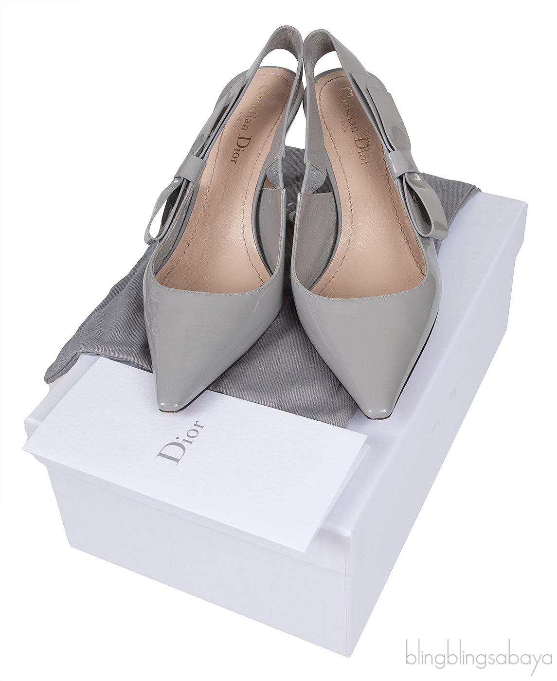 Christian Dior Grey Patent J\'Adior Slingback Heels