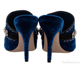 Blue Velvet Crystal Sandals