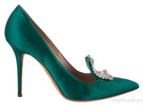 Borlak Emerald Green Satin Heels