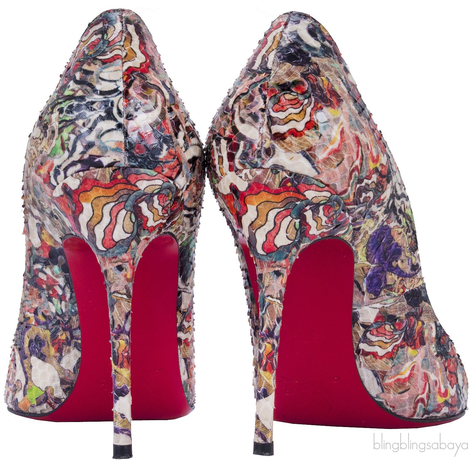 So Kate Multicolored Python Pumps