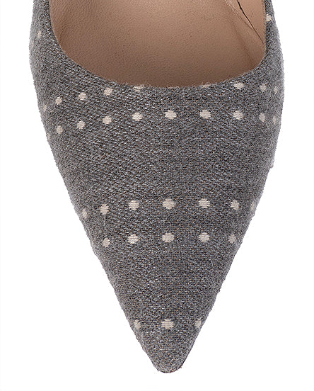 Manolo Blahnik Grey Polka Dot Pointed Toe Heels