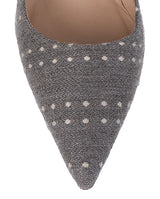 Manolo Blahnik Grey Polka Dot Pointed Toe Heels