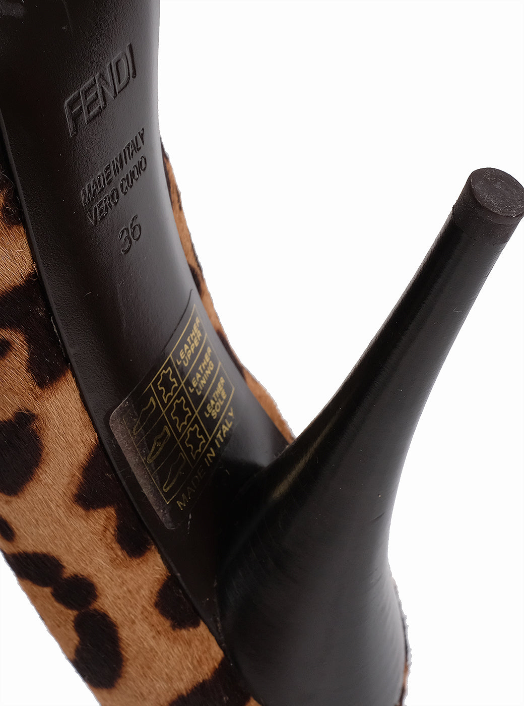 Fendi Leopard Pony Hair Peep Toe Pump